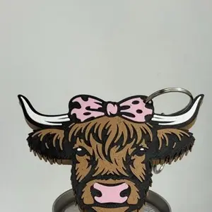 Highland Cow with Bow  Pop Can Opener/ Soda Tab Opener Keychain
