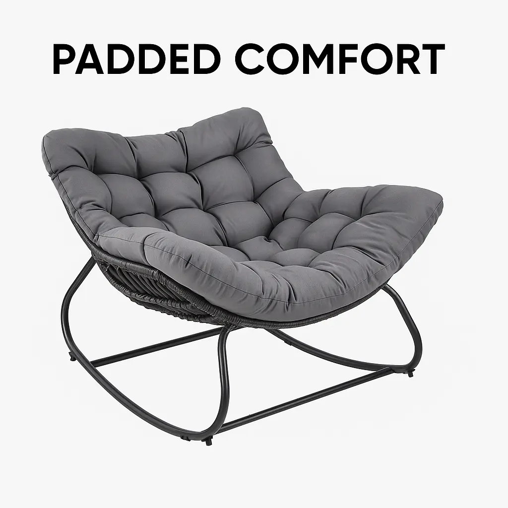 Lazy Sofa Rocking Chair with Thick Cushion Cozy Home Lounge Chair for Living Room & Bedroom Padded Comfort