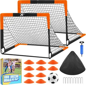 Soccer Goals for Backyard Set of 2, 4 x 3 ft/6 x 4  Soccer Goal  Equipment with Soccer Ball, Cones, Pop Up Soccer Net for   3-5 4-6 6-8 8-12 10-12 Outdoor   Gifts