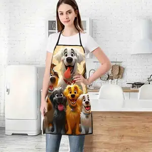 Dog Pattern Apron, Polyester Sleeveless Cooking Apron, Colorful Unique Restaurant Kitchen Bib Apron, Household Cleaning Apron, Kitchenware, Novelty Cooking Aprons