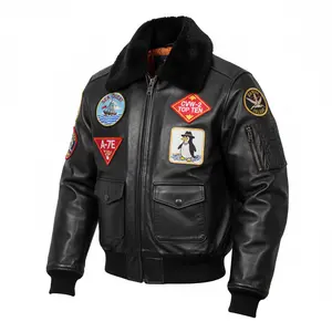 Men’s Black Biker Bomber Jacket with Signature Patches