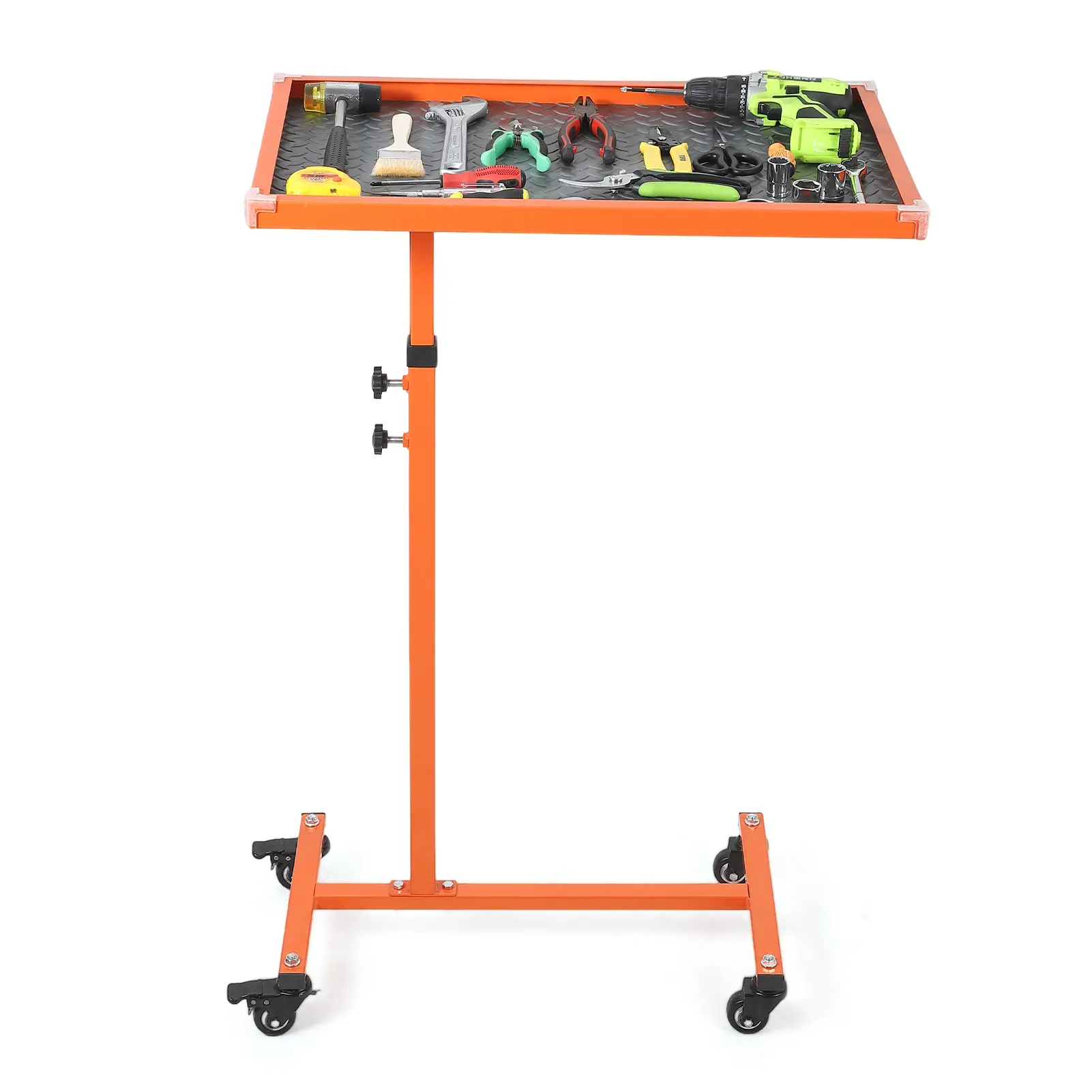 Adjustable Rolling Work Table with Wheels-220LBS Heavy Duty Mobile Workbench, 17X26.7" Rolling Tool Tray for Garage, Mechanic, Tear Down & DIY Projects