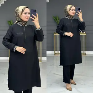 Denim Blue Two Piece Tunic Set & Black Elegant Two Piece Set for Women
