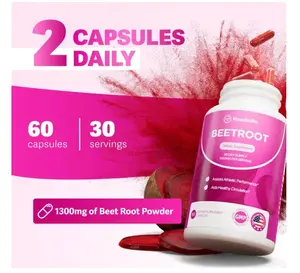 Rosabella 6-Pack Organic Beet Root Capsules - 1300mg Daily Circulation & Vitality Formula - 360 Veggie Caps (6 Months Supply)