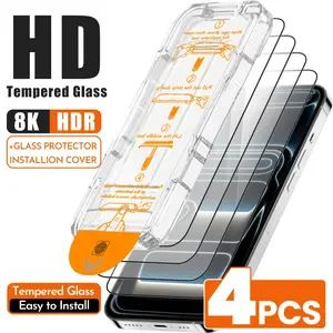 4-Pack HD Tempered Glass Screen Protector Film, Compatible with iPhone Models, Bubble-Free, Easy to Apply, Scratch-Resistant, Fingerprint Proof