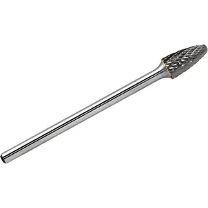 Carbide Burr SF-5L4 with 1/4 Inch Shank Diameter Extended Long Double Cut Carbide Rotary Burr File 4 Inch Total Length x 1/2 Inch  Dia x 1  Length Tree Shape with Radius End, 1 count