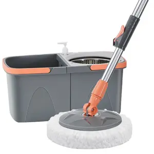 Double mop bucket and water dumper combination set, pulley design, yellow, suitable for floor cleaning/wet scrubbing