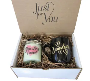 PERSONALIZED NAME MUG Gift Set | Custom Candle & Name Mug Gift Box | You are Loved | Gift Box for Women | Self Care Gift Box | Many Designs