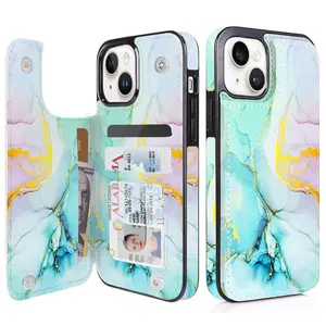 Mint Marble iPhone 16 Pro 6.3" RFID Wallet Case