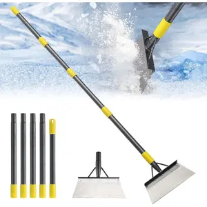 Garden Flat Shovel - Snow and Ice Scraper, 60inch Multi-Functional Garden Cleaning Shovel, Heavy-Duty Floor Scraper with Long Handle, Metal Weeding Scraper for Lawn Edge Weeding and Snow and Ice Removal