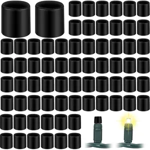 100pcs No Glow Black Christmas Caps for String Lights Wide Angle Soft Rubber Blackout Light Cap Covers for 5mm Diameter LED to Hide Extra