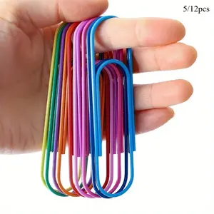 5/12-Pack Mega Jumbo Paper Clips - 4 Multicolored, Durable & Smooth-Coated - 100mm Extra Large for Vibrant Document Organization - Perfect for Office & School Use