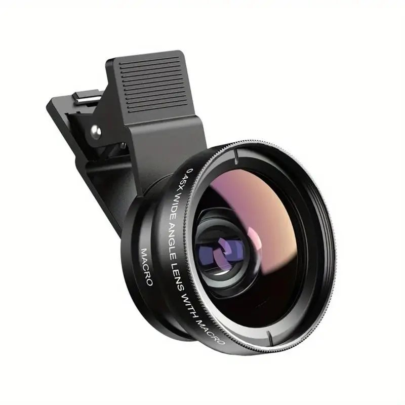 Universal Mobile Phone Lens For IPhone And Android, 2 In 1, Super Wide Angle, Macro, HD, Clip, 37mm, 0.45X, 49uv, Smartphone Camera Accessories