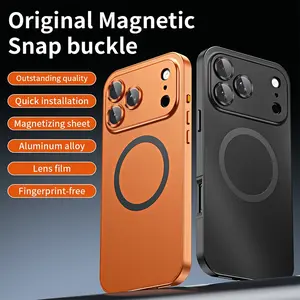 Metal magnetic snap-on design safety protective case, made of alloy aluminum, specially designed for Apple/iPhone 17/16/15/14/13/12 Pro Max Plus, with shockproof function. Ultra-thin phone case, fully covers lens protection, compatible with Magsafe for wi