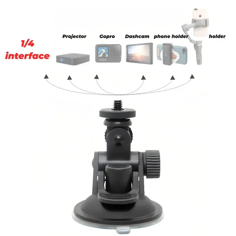 GoPro Holding Suction Cup Mount for 12/11/10 Action Cameras, Car Mount, Glass Monopod Holder, Selfie Accessory
