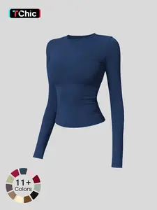 2026 New Fleece Long Sleeve Yoga Top, High Strength Fitness Wear, Pilates Running Sports Shirt, Sporty Style, Athletic Yoga Tops, Spring & Fall
