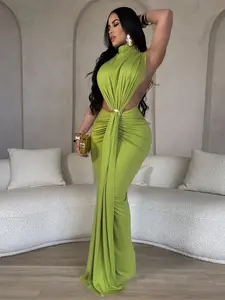 Sheik Apparell Chic Sleeveless Long Skirt for Women Elegant A-Line Evening Gown Comfortable Polyester Elastane Blend for Party Wedding Special Events