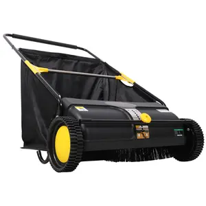 SAVEYOUR Premium Hand Push Lawn Sweeper, 26 Inch Efficient Yard Sweeper, 7 Cu.Ft Big Capacity Collection Bag, Adjustable Brush Height Easy Push Cleaner for Lawn Leaf Grass Removal