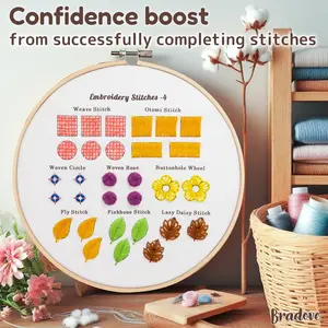 4 Pack Beginner Embroidery Kit for Adults Classic Embroidery Stitches Practice Kit Basic Stitches Kit Beauty & Personal Care