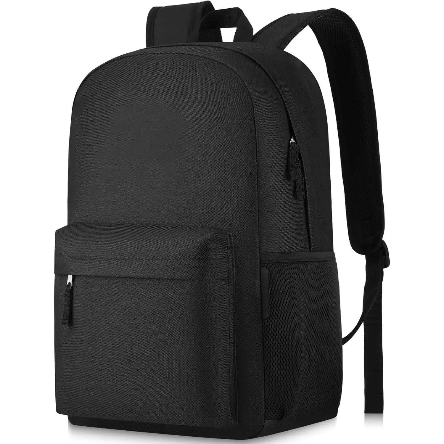 Unisex Black Backpack for School & Travel - Lightweight Laptop Backpack Fits 15.6 Inch Notebook, Water Bottle Pocket - Ideal for Teens, College Students, Adults