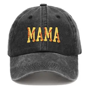 Washed Baseball Cap Softball Mama Print Hat Retro Adjustable Mothers Day Gift Hats for Men/Women, Unstructured/Cotton