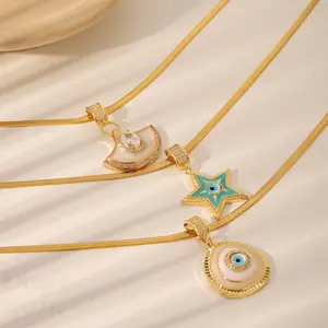 2026 14K Gold Plated Evil Eye Pendant Necklace - Iced Out Cubic Zirconia Protection Amulet - Mystic Spiritual Jewelry for Warding Off Negativity - Luxury Geometric Talisman Gift for Her