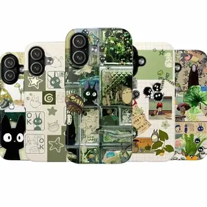 JIACC Green Anime KIKI JIJI Coal ball wizard Pattern Phone Case for iPhone 17 16 15 14 13 12 11 XR ProMax Plus Air & Samsung S26 25 24 23 22Ultra, Gift For Her/Him