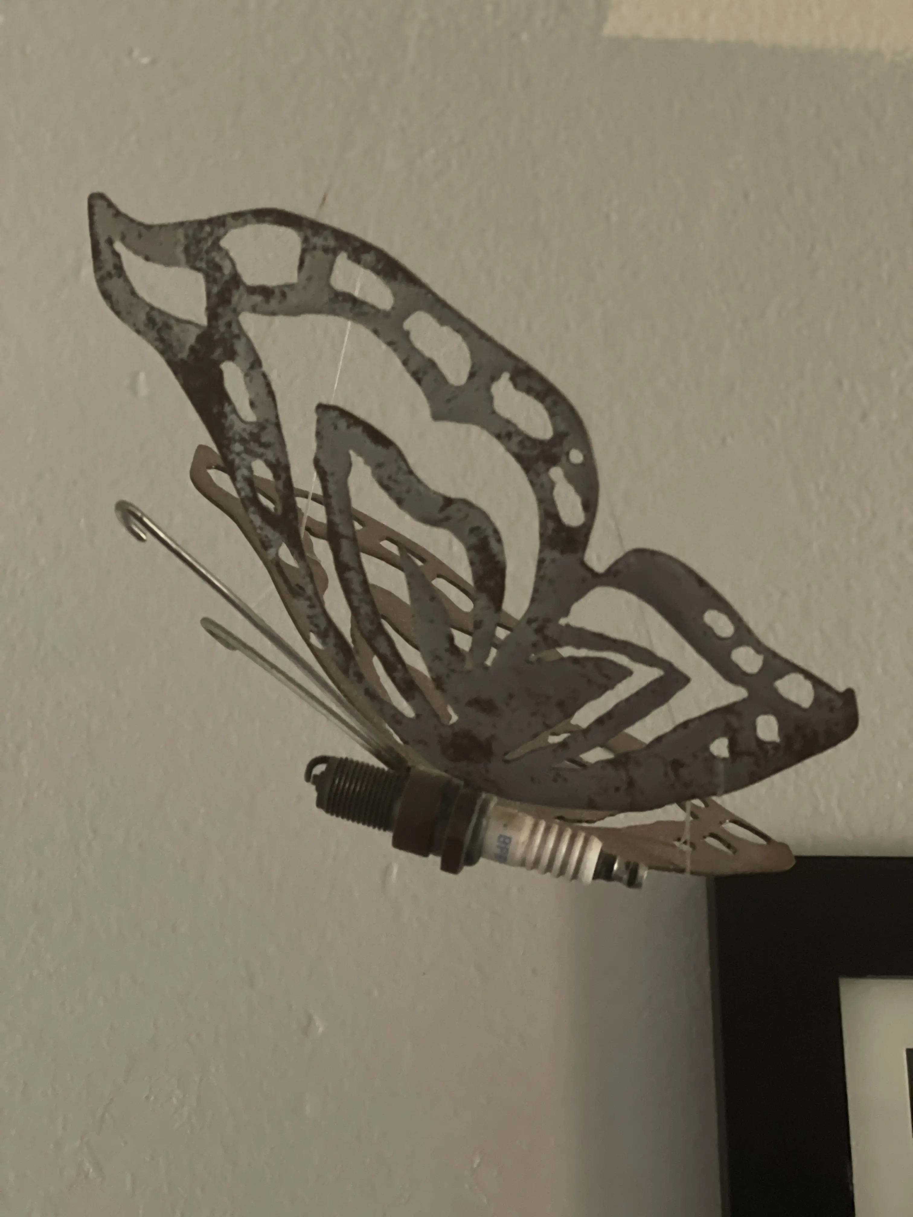 Handmade Spark Plug Butterfly Ceiling Sculpture Decor Housewarming Modern