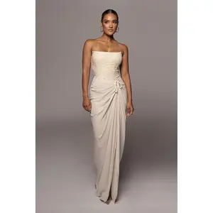 Natural Noelia Linen Slit Skirt
