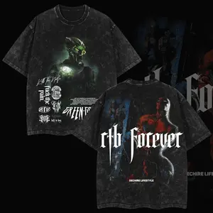 [Eclipse] Superstyle GREEN GOBLIN ABSOLUTE CHAOS - Superheroes War Comic Double Printed Oversize Lightweight Acid Washed Tee TV Series Graphic T-Shirt 1RX