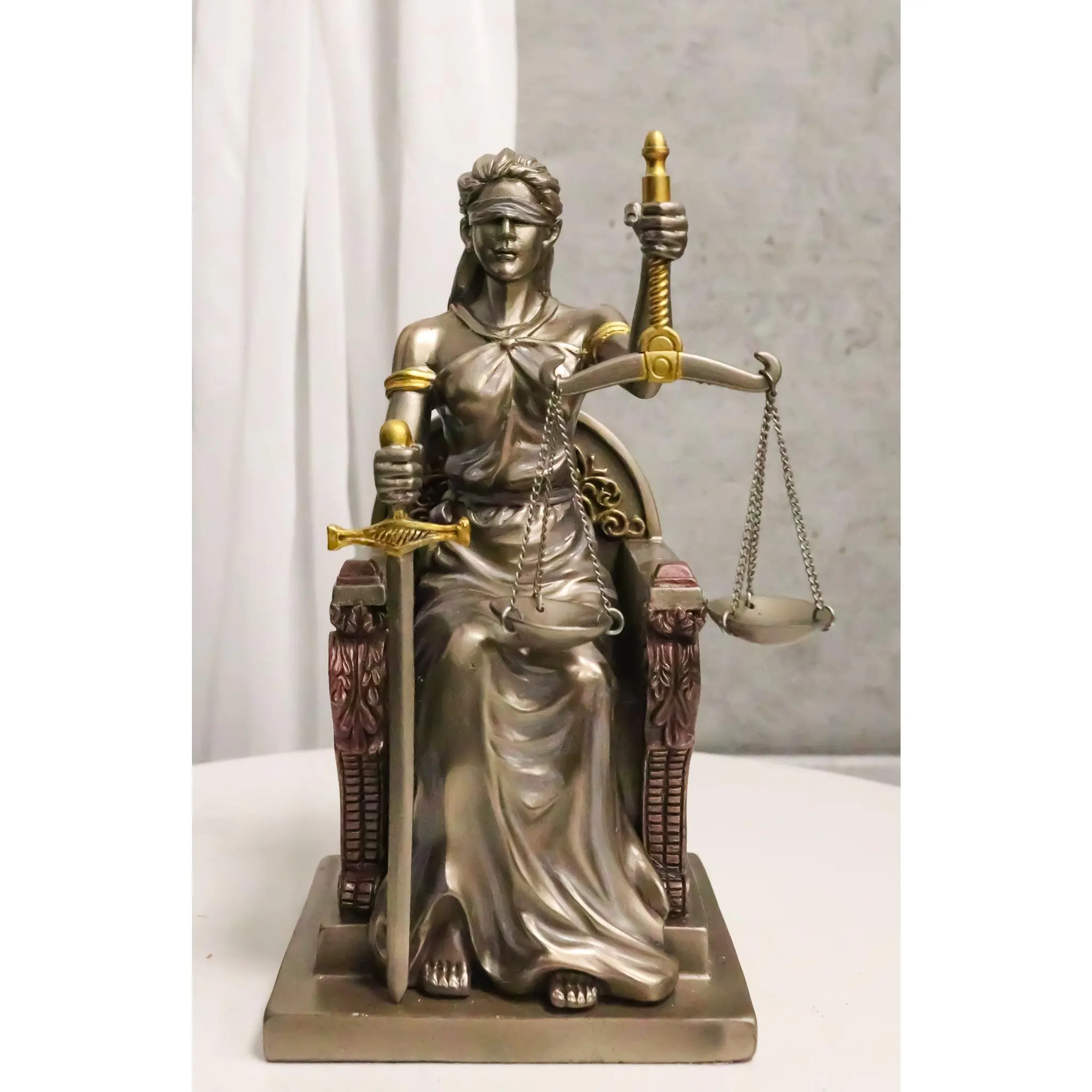 Ebros Seated Lady Justice Statue 8"Tall Greek Goddess La Justica Dike Figurine