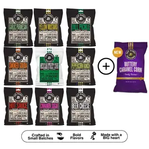 Pretzel Sampler Pack - 9 bags  + BUTTERY CARAMEL CORN