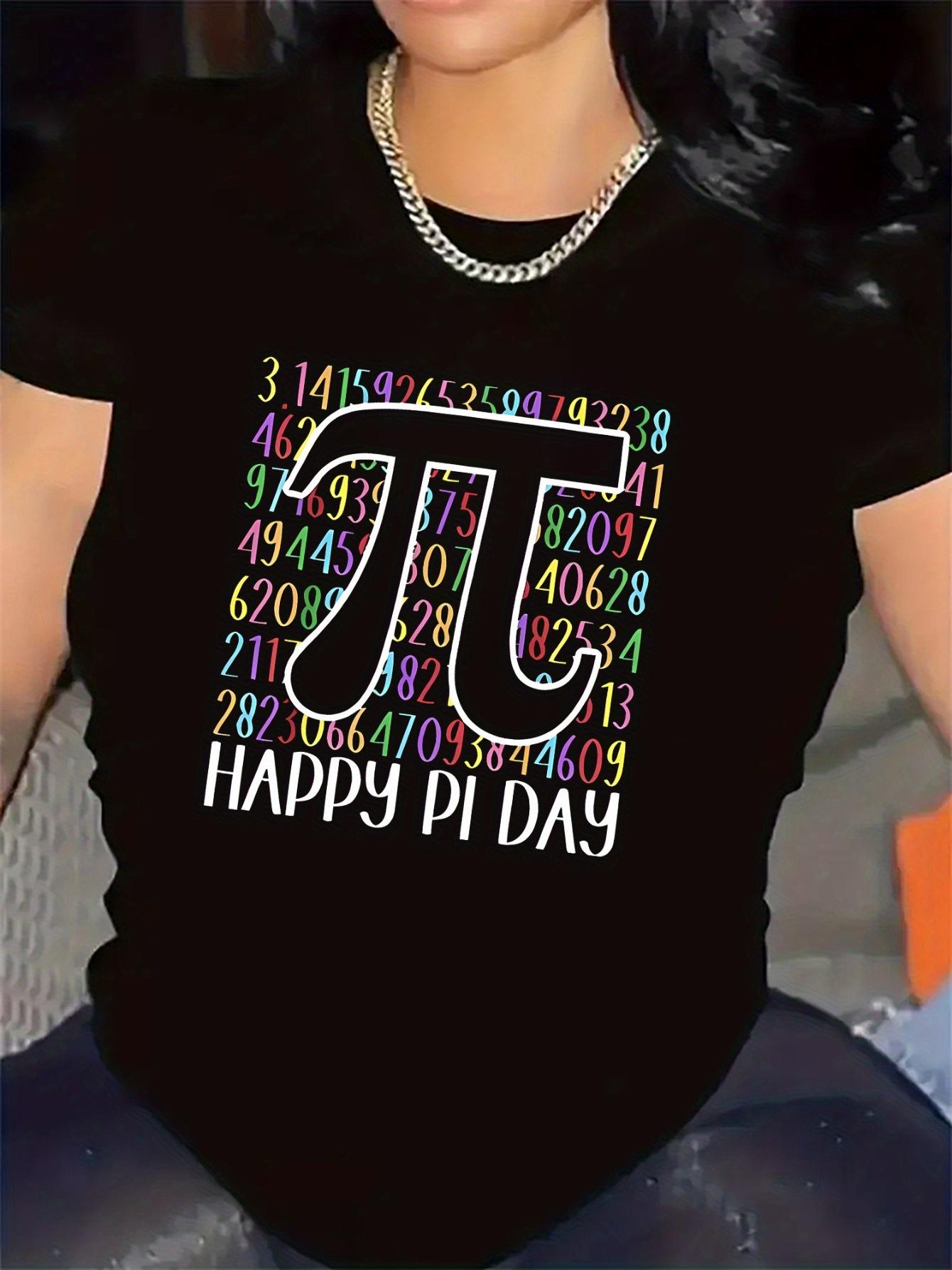T-Shirt For Pi Day Celebration |   Lightweight Durable Fabric, Ideal For Events, Festive Design With Colorful Numbers, Comfortable Fit For Daily Wear, Perfect Gift For Math Enthusiasts, Casual Style For Home Or Outdoor Activities, Crew Neck