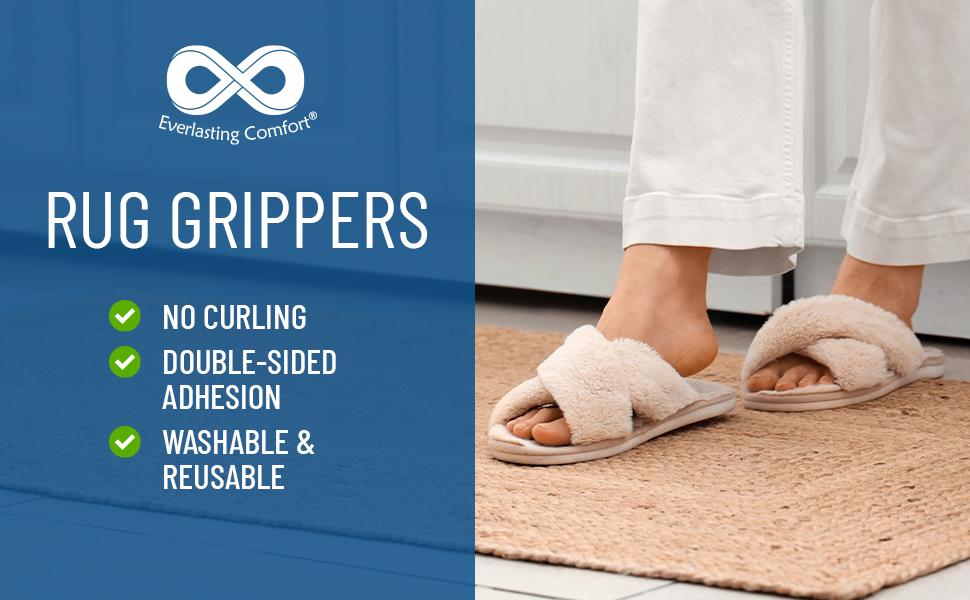 8-Pack Non Slip Rug Grippers - Double Sided, Reusable Rug Corner Grippers to Stop Corner Curling - Easy Install Carpet Stickers - Non Slip