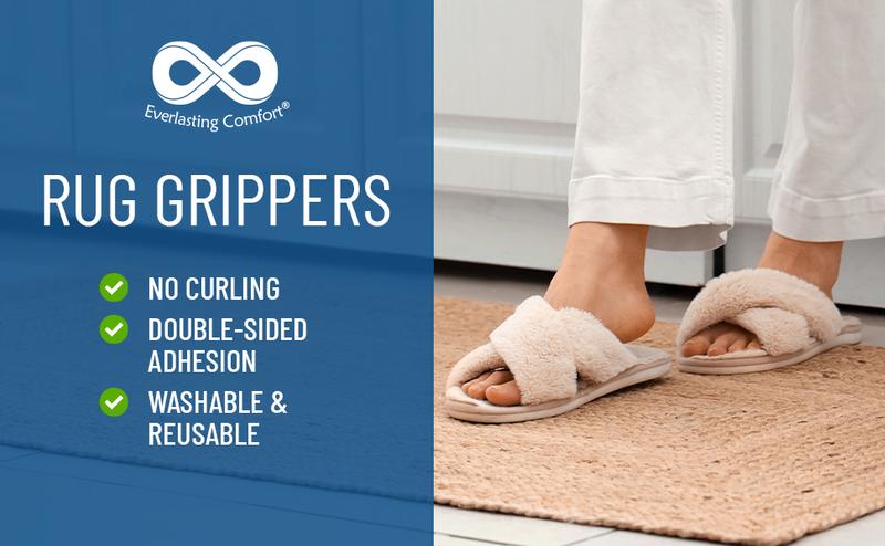 8-Pack Non Slip Rug Grippers - Double Sided, Reusable Rug Corner Grippers to Stop Corner Curling - Easy Install Carpet Stickers - Non Slip