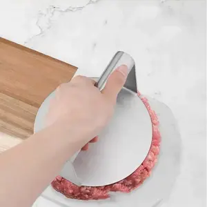 Stainless Steel Burger Presser, Heat Resistant Handle Manual Meat Patty Press Tool, Kitchen Gadget, Dishwasher Safe for BBQ Restaurant Home Cooking