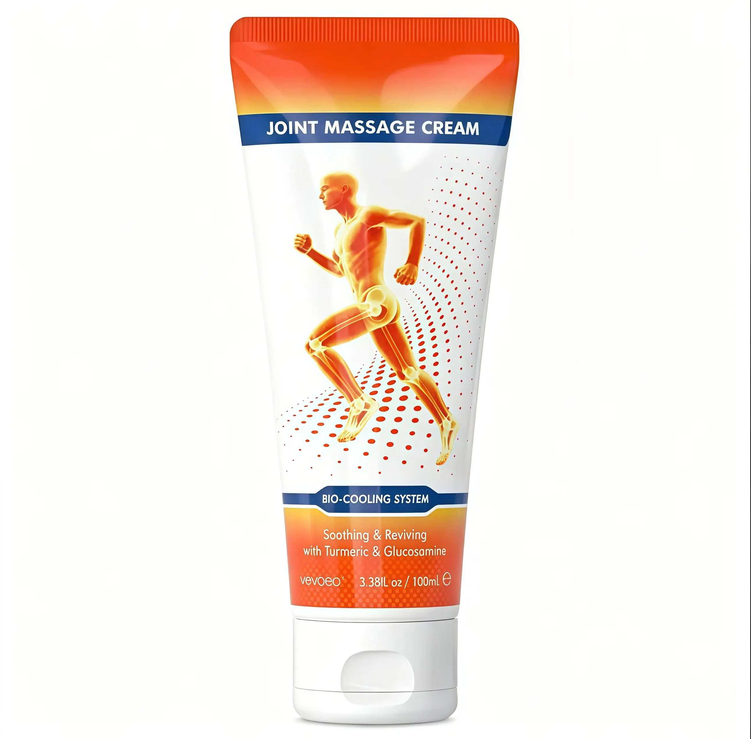 Joint Massage Cream 100ml/3.4 fl oz | With Glucosamine, Chondroitin, Hyaluronic acid, Menthol, Turmeric and MSM | Ideal For Neck, Shoulder, Back, Knee, Foot & Muscle Comfort | Portable, Travel-Friendly