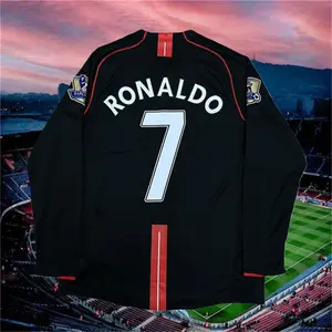 2007 2008 Away Retro Black CR7 Long Sleeve Soccer jersey