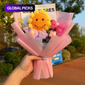 Handmade Knitted Sunflower Bouquet, Cute Flower Bouquet, Home Office Decoration, Birthday Gift, Artificial Flower, Artificial Mixed Flower #TOP PICKS