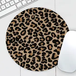 Leopard Print Animal Round Mouse Pad Wild Style Small Desk Mat with Non-Slip Rubber Base for Office and Home Mouse Mat for Computer Laptop Gift for Friends Desk Accessories Size7.8*7.8inch