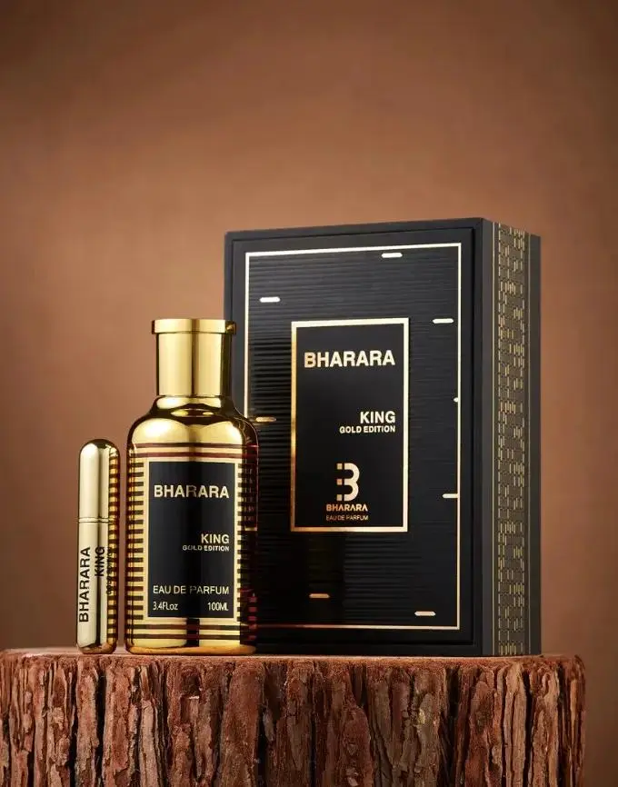 BHARARA Men's King Gold Edition EDP Spray - 3.4 fl oz Strong Gold-Edition Intense Luxury-Inspired Men's Cologne, Sweet Spicy Vanilla Blend with Aromatic Woody, Citrus Spicy Notes for Long-Lasting Personal Care, Strong Men's Fragrance, Gold-Editi