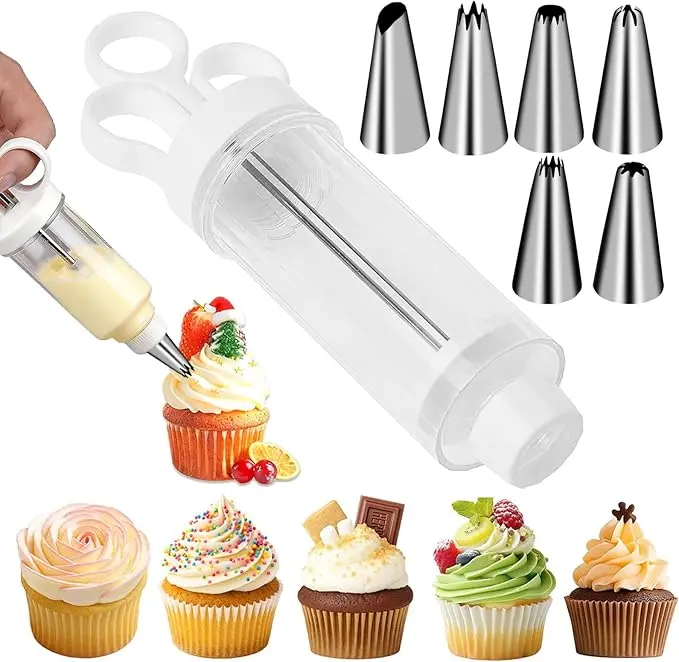 7 pcs Stainless Steel Cake Decorating Gun Set | Durable Pastry & Dessert Decoration Tool for Kitchen Baking, Professional Grade for Cakes,and Pastries, Decorating Supply mesas de postres fake money gift