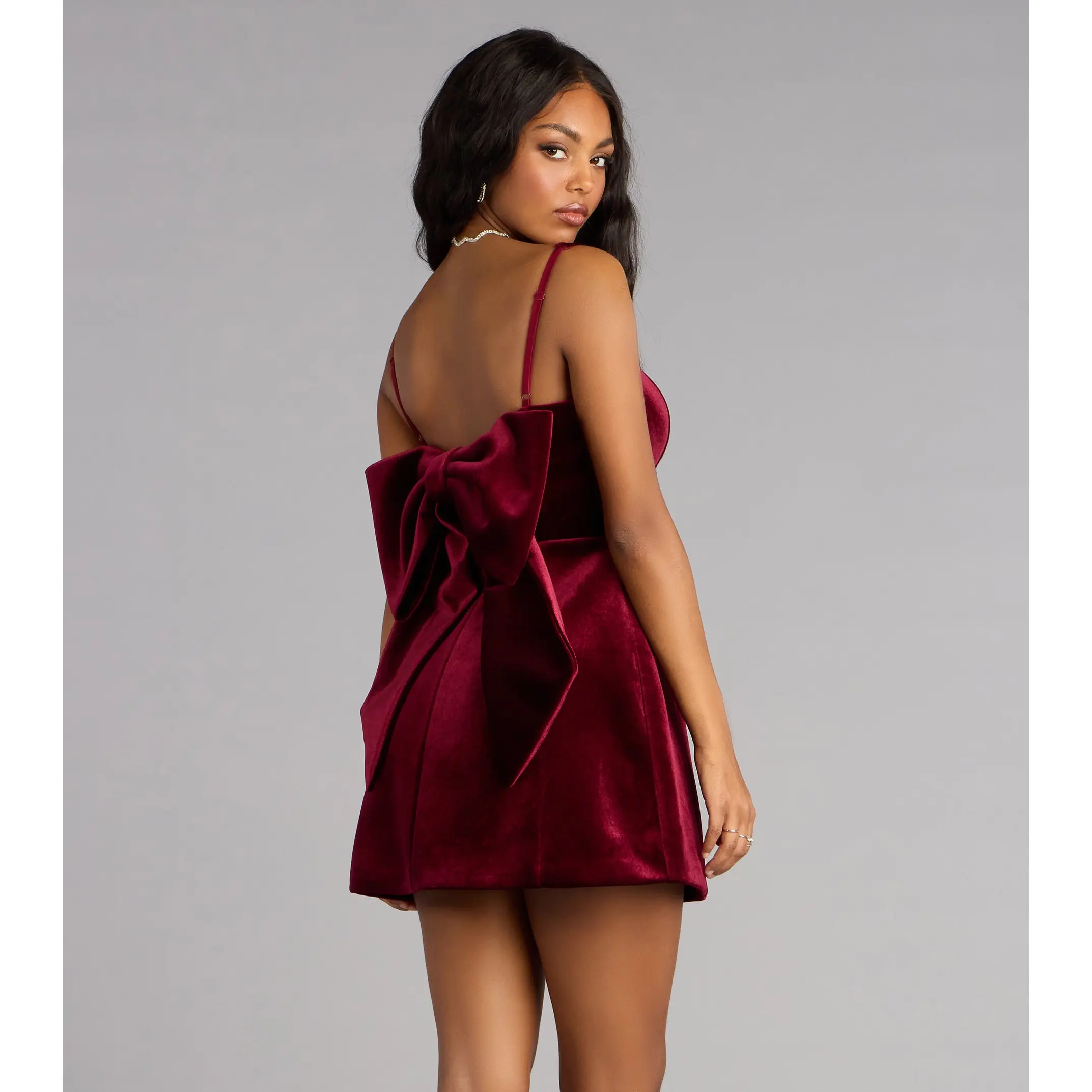 Analeah Woven Velvet Bow Mini Dress - TikTok Shop