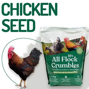 16% Protein All Flock Crumbles for Chickens Ducks Geese Turkeys - Probiotics Blend for Digestion, No Artificial Colors or Flavors, Easy Crumble Texture, 8 lbs