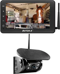 BUTOA-X Solar Wireless Backup Camera for RV Truck - 15000mAh Battery Magnetic Hitch Camera 7” Monitor 320FT Range -  5th Wheel Trailer (5W Solar Panel IP69K Waterproof)