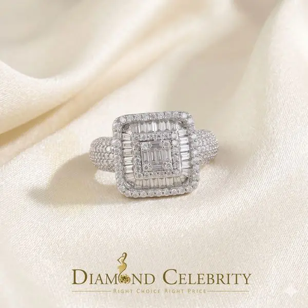 DiamondCelebritees Sterling 925 White Silver 4.50ct VVS D Baguette Moissanite Ring Size 10 Men's