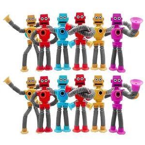 4/16PCS Pop Tubes Suction Cup Robot Toys Stress Relief Telescopic Robot Sensory Toys Bulk Funny Gift for Kids Boys Girls