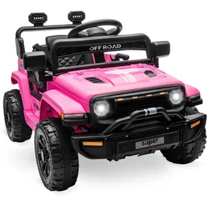 12V Kids Ride-on Truck for Ages 3-8 Toddler Electric Vehicle with Parent Remote Control, 2 Speeds & 4-Wheel Spring Suspension, Steering Wheel Music & LED Lights