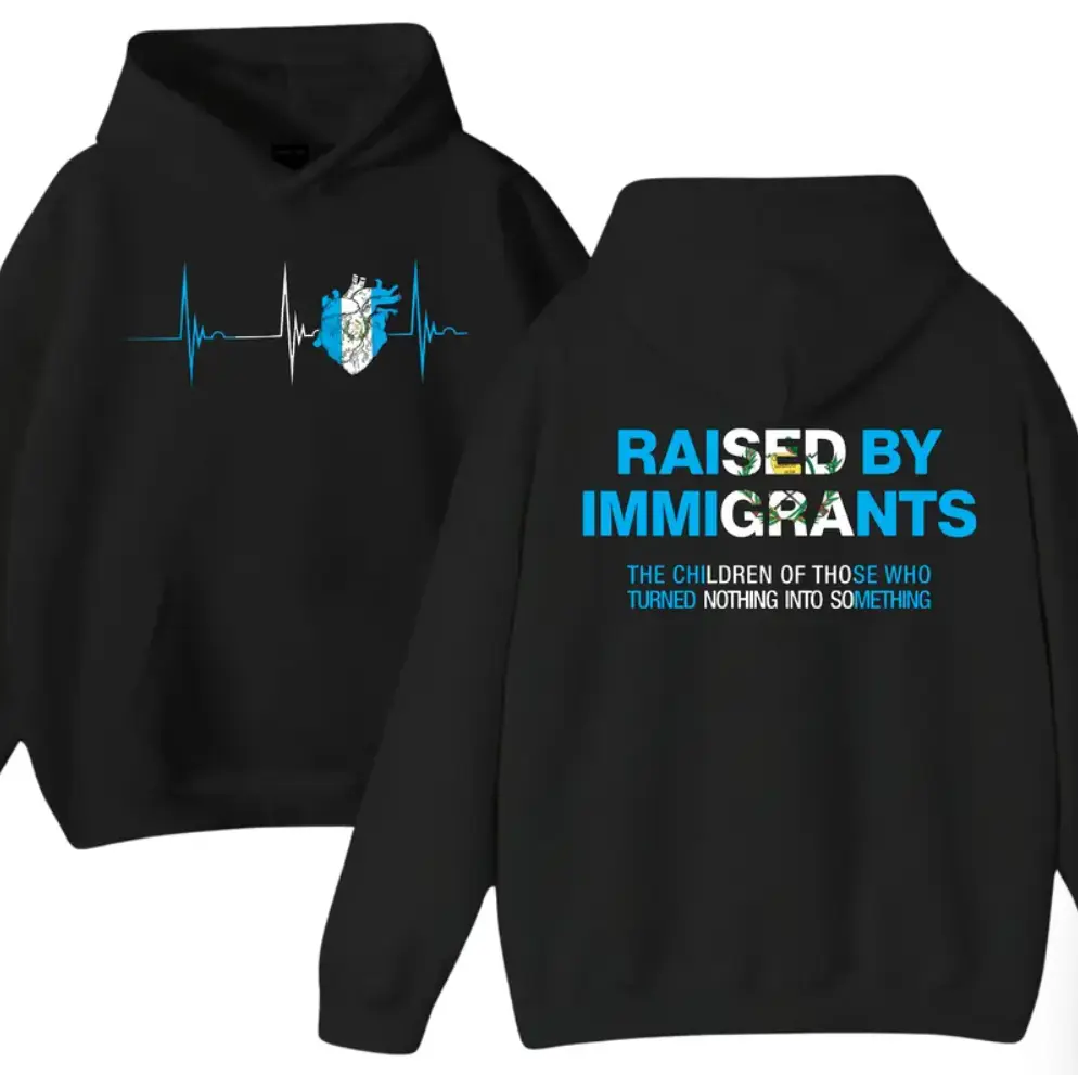 Raised By Immigrants Shirt - Sweatshirt - Hoodie, Cultural Identity Quote Tee, Guatemalan American Pride Latino Heritage Empowerment Unisex Cotton Tee, Gift For Men and Women