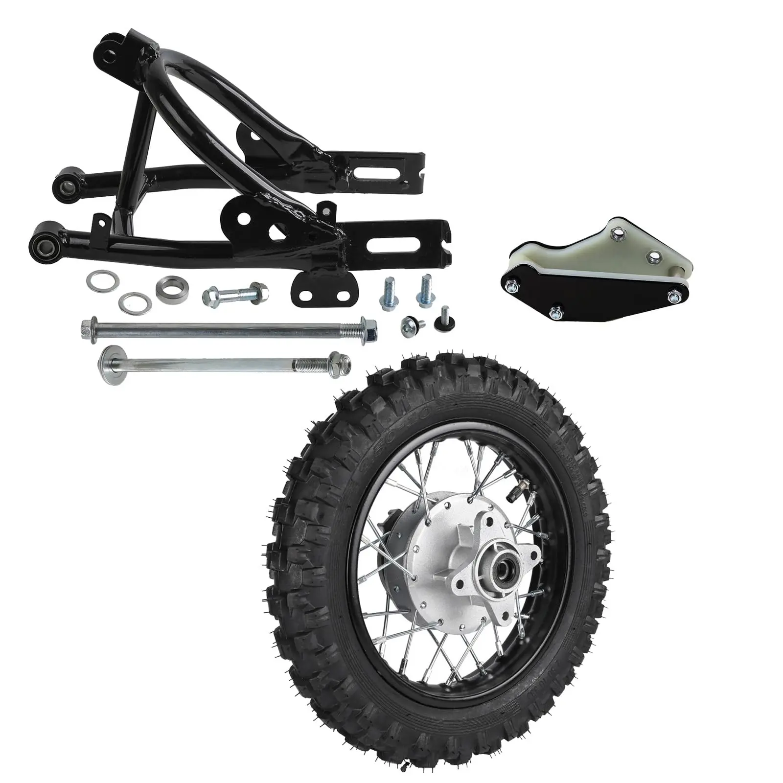 Suisuitong Dirt Pit Bike Rear Swing Arm Swingarm Kit with 2.50-10 Rear Wheel Tire and Rim 12mm Bearing for CRF50 CRF50F XR50 XR50R TTR50 TTR50E PW50 DRZ70 Pit Dirt Bike Off-road 50cc-110cc